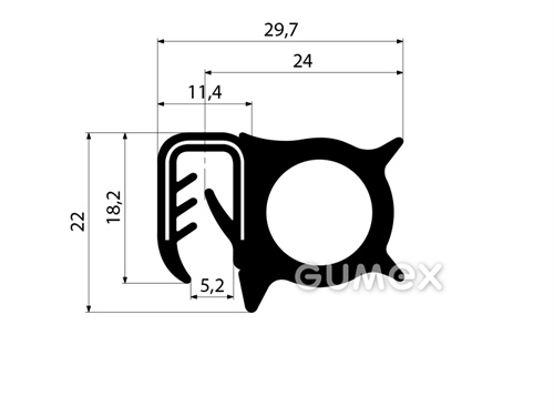 GUMMIPROFIL PIRELI U-FORM MIT SEITLICHER DICHTUNG - DICHTUNG MIT ARMIERUNG - PVC